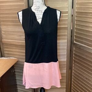 Sunday in Brooklyn sleeveless black& peach tunic top great condition size XS